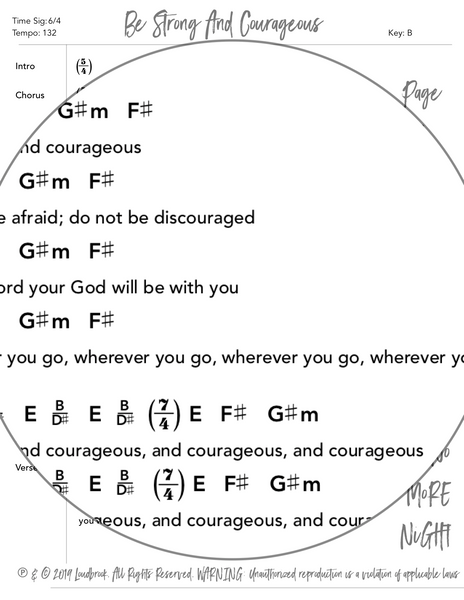 Be Strong And Courageous Chord Chart by Loudbrook