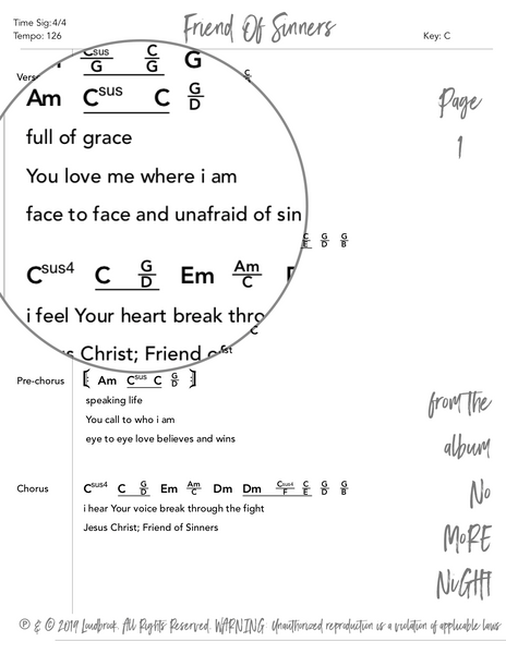 Friend Of Sinners Chord Charts by Loudbrook