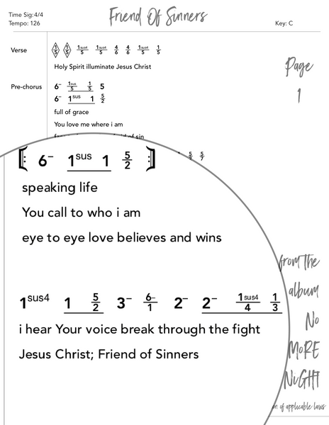 Friend Of Sinners Nashville Number Chart by Loudbrook