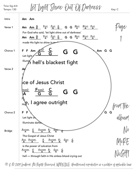 Let Light Shine Out Of Darkness Chord Chart by Loudbrook
