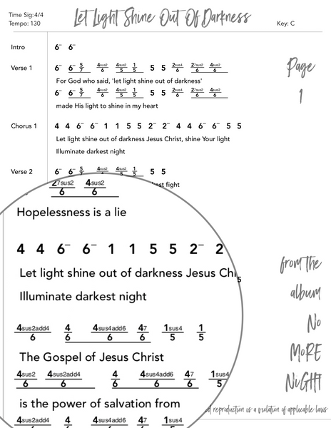 Let Light Shine Out Of Darkness Nashville Number Chart by Loudbrook