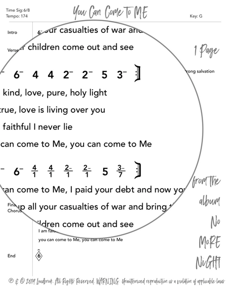 You Can Come To ME Nashville Number Chart by Loudbrook